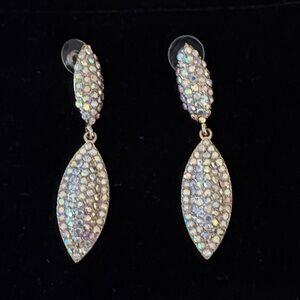 Pave Cubic Zirconia Double Marquis Drop Earrings